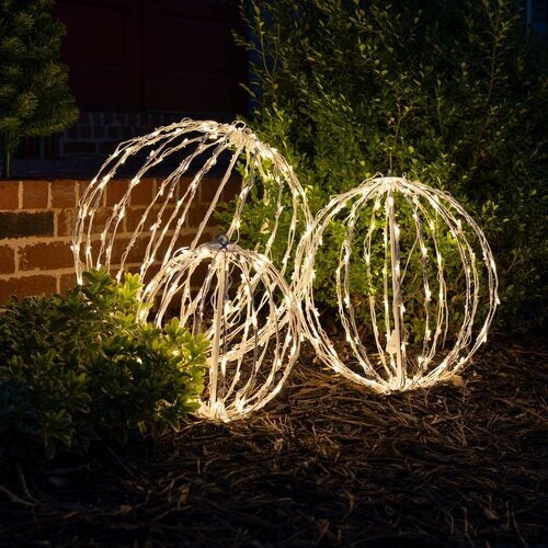 8 Light Ball Fold Flat White Frame Warm White LED